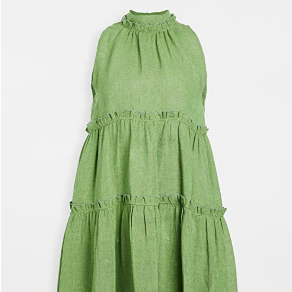 Lisa Marie Fernandez Erica Ruffle Midi Dress in Green